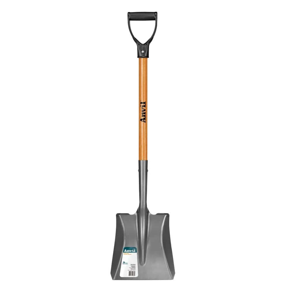Anvil 28 in. D-Grip Short Wood Handle Steel Transfer Shovel