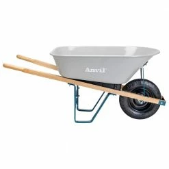 Anvil 6 cu. ft. Steel Tub Wheelbarrow with Wooden Handles and Pneumatic Tire