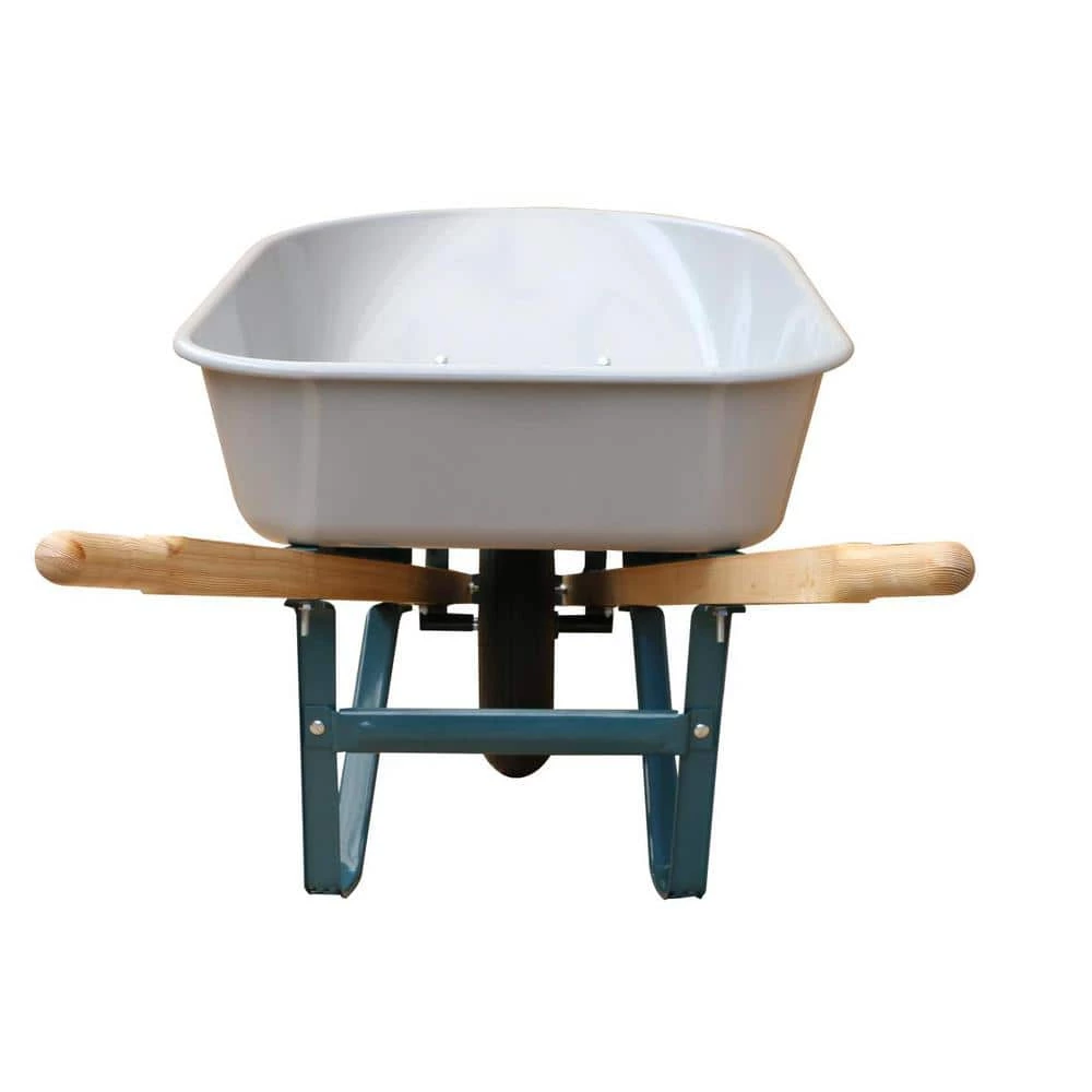 Anvil 6 cu. ft. Steel Wheelbarrow with a Pneumatic Tire and Wood Handles - Image 4