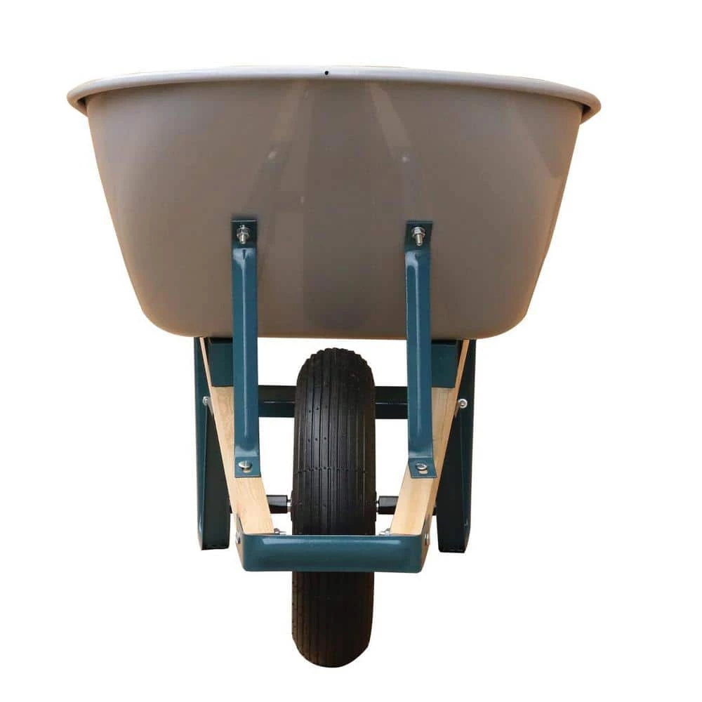 Anvil 6 cu. ft. Steel Wheelbarrow with a Pneumatic Tire and Wood Handles - Image 2