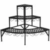 HONEY JOY 24 in. x 24 in. x 24 in. Indoor/Outdoor Black Metal Plant Stand Flower Pot Plant Display Holder 3-Tier