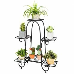 HONEY JOY 6-Tier Metal Vertical Corner Plant Stand Flower Pots Display Rack Storage Shelf Decorative Planter for Garden