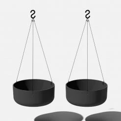 Veradek 14 in. Round Black Plastic Planter Hanging Kona Bowl (2-Pack)