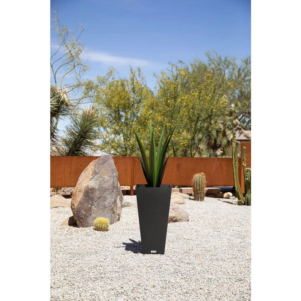 Veradek Midland 26 in. Black Plastic Tall Square Planter - Image 8