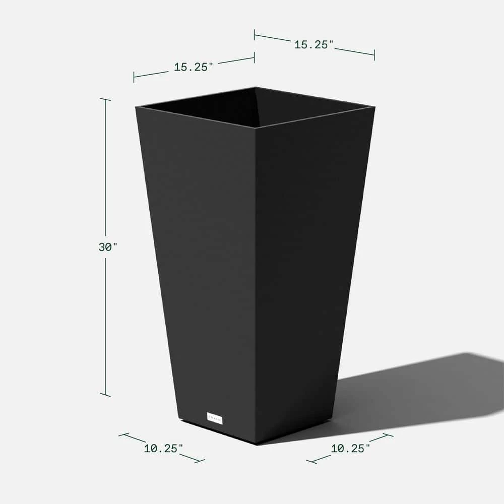 Veradek Midland 30 in. Black Plastic Tall Square Planter (2-Pack) - Image 10