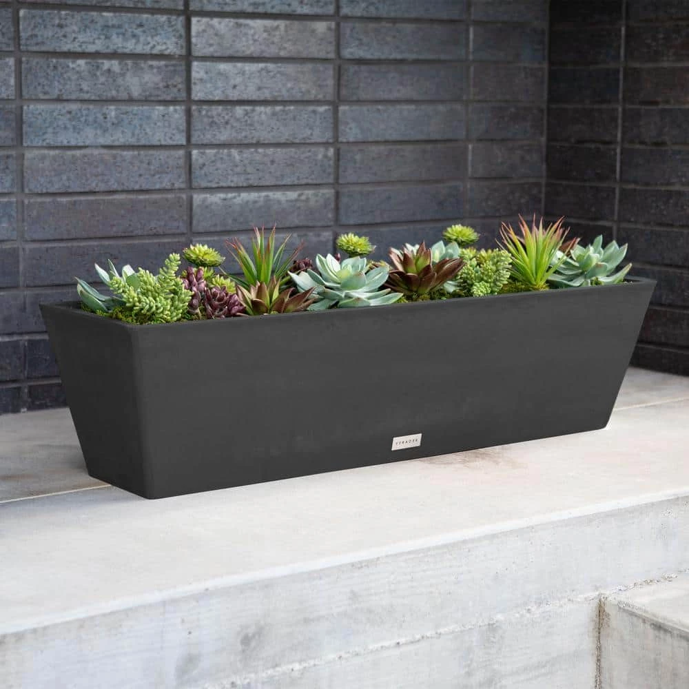 Veradek 9 in. x 36 in. Black Plastic Window Box - Image 8