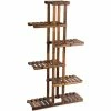 HONEY JOY 29.5 in. x 10 in. x 55.5 in. Indoor/Outdoor Brown Wood Plant Flower Display Shelf Flower Pot Rack (6-Tier)