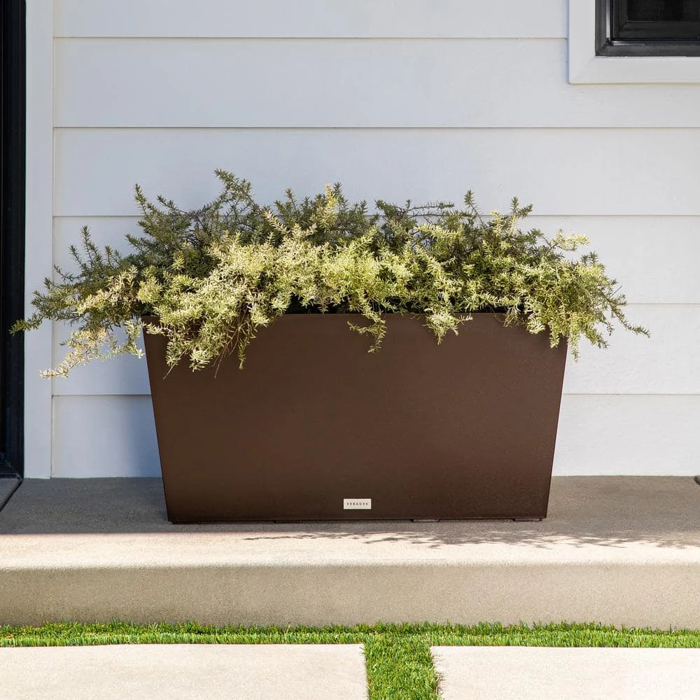 Veradek Midori 39 in. Espresso Plastic Long Trough Planter - Image 5