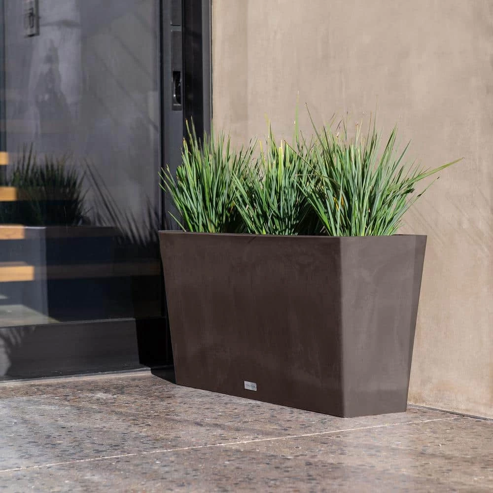 Veradek Midori 39 in. Espresso Plastic Long Trough Planter - Image 7