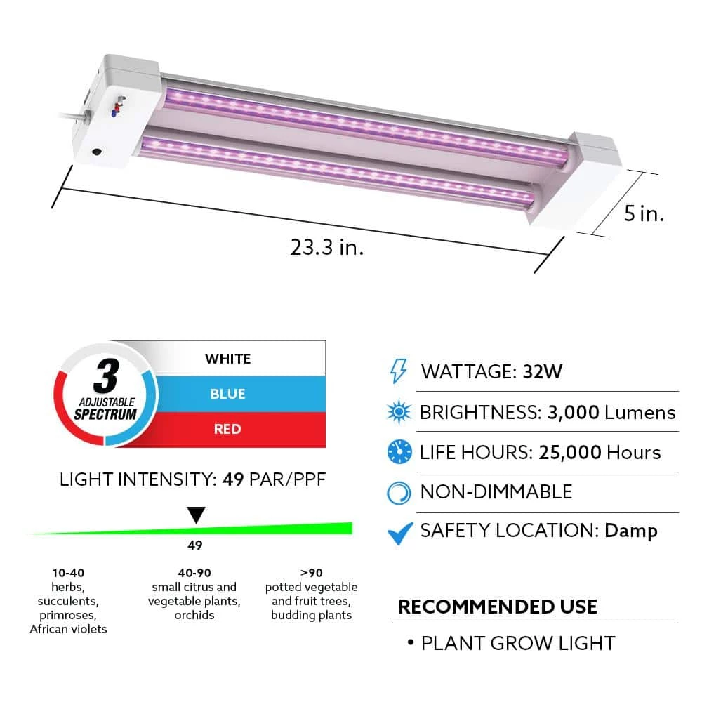 Feit Electric 2 ft. 32-Watt White LED 3 Adjustable Spectrum Linkable Plant Grow Light Fixture - Image 2