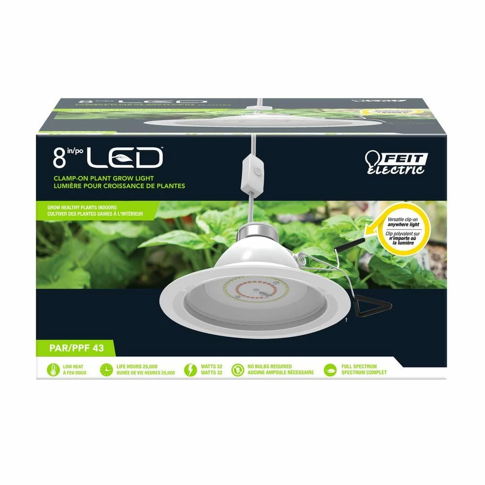 Feit Electric 8 in. 32-Watt Clamp Mount White Full Spectrum LED Non-Dimmable Indoor Plant Grow Light, Cool White - Image 2