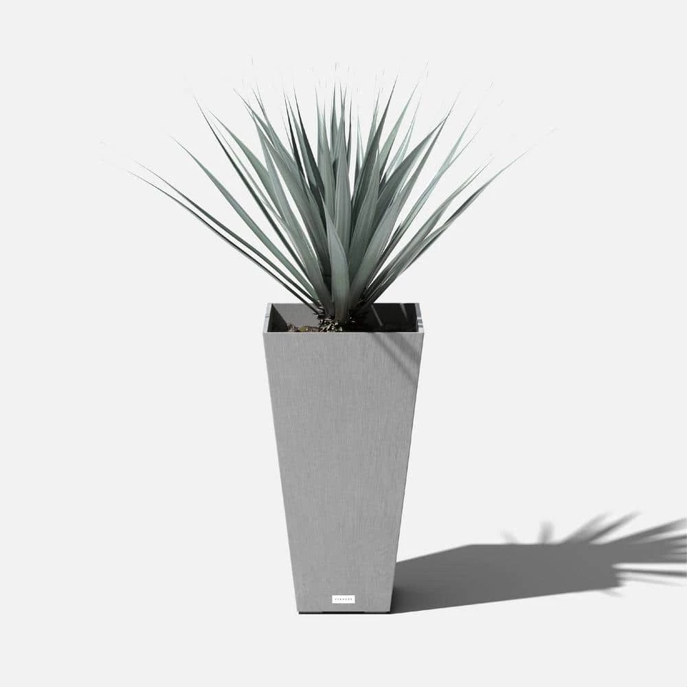 Veradek Midland 26 in. Gray Plastic Tall Square Planter - Image 4