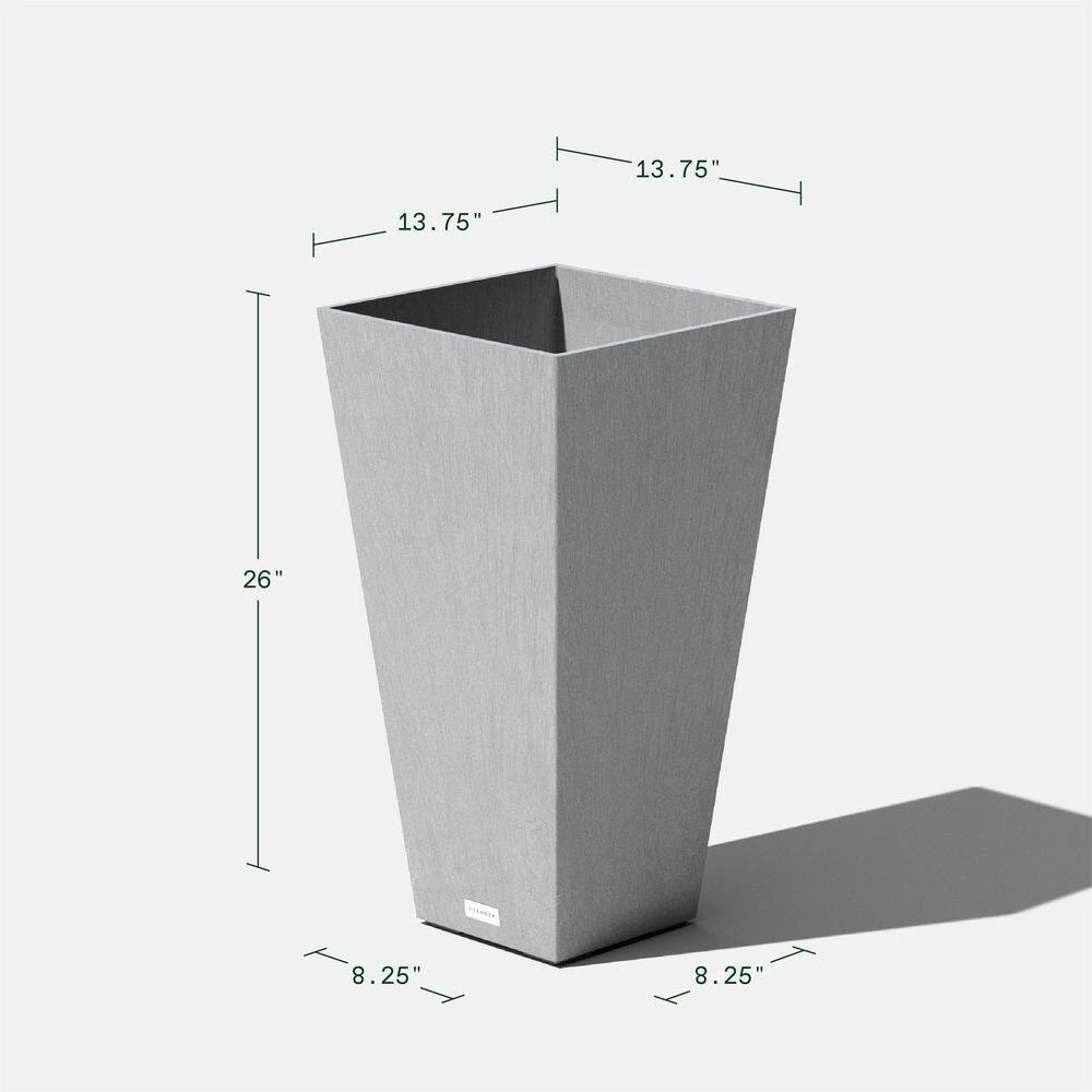 Veradek Midland 26 in. Gray Plastic Tall Square Planter - Image 10