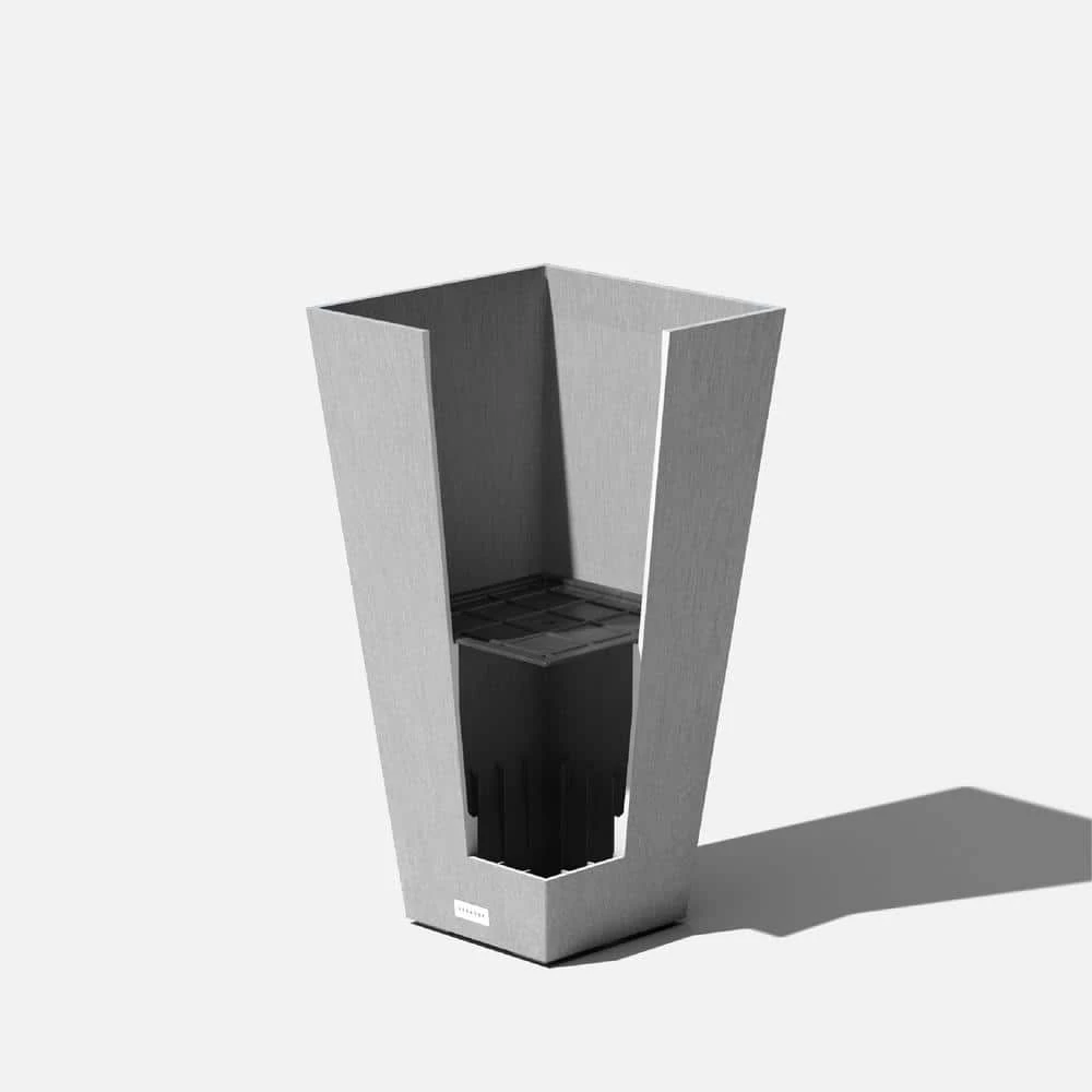 Veradek Midland 26 in. Gray Plastic Tall Square Planter - Image 2