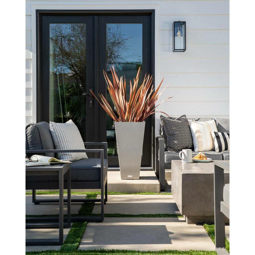 Veradek Midland 26 in. Gray Plastic Tall Square Planter - Image 9