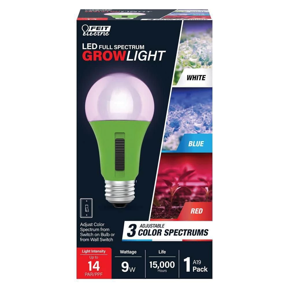 Feit Electric 9-Watt A19 Selectable Spectrum for Seeding/Growing/Blooming Indoor Greenhouse Plant E26 LED Grow Light Bulb (1-Bulb) - Image 2