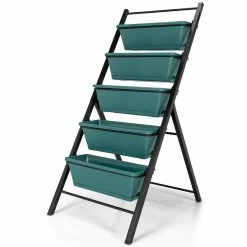 HONEY JOY 5-Tier Vertical Herb Garden Planter Box Outdoor Elevated Raised Bed Green