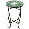 HONEY JOY 21 in. H x 14 in. D Outdoor Green Plant Stand Top Round Accent Steel Table Garden