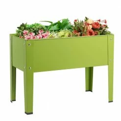 HONEY JOY 25 in. x13 in. x 18.0 in. Green Steel Outdoor Elevated Garden Plant Stand Raised Garden Bed with Legs Indoor&Outdoor