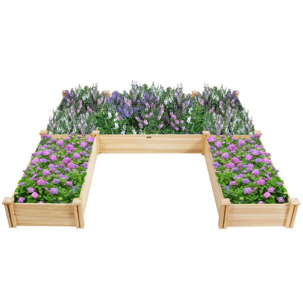 HONEY JOY 92.5 in. x 95 in. x 11 in. Natural Wood Planters Elevated Garden Bed - Image 5