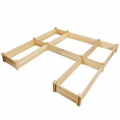 HONEY JOY 92.5 in. x 95 in. x 11 in. Natural Wood Planters Elevated Garden Bed