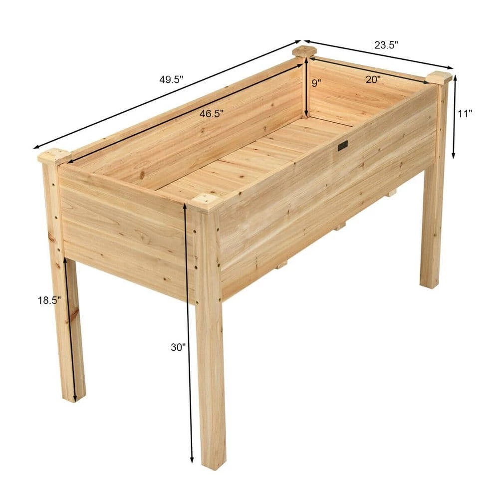 HONEY JOY 49.5 in. x 23.5 in. x 30 in. Oak Wood Vegetable Flower Planter Wooden Garden - Image 4
