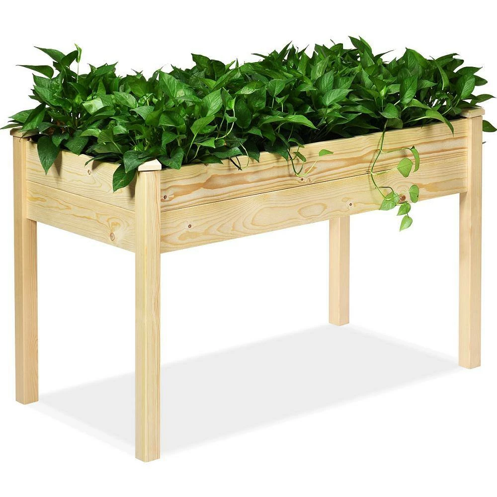 HONEY JOY 49.5 in. x 23.5 in. x 30 in. Oak Wood Vegetable Flower Planter Wooden Garden - Image 2