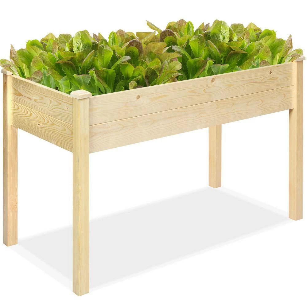 HONEY JOY 49.5 in. x 23.5 in. x 30 in. Oak Wood Vegetable Flower Planter Wooden Garden - Image 7