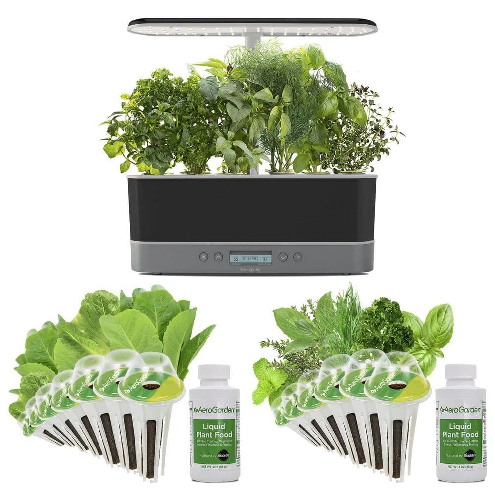 AeroGarden Harvest Elite Slim Bundle with Gourmet Herbs and Mixed Romaine Seed Pod Kits