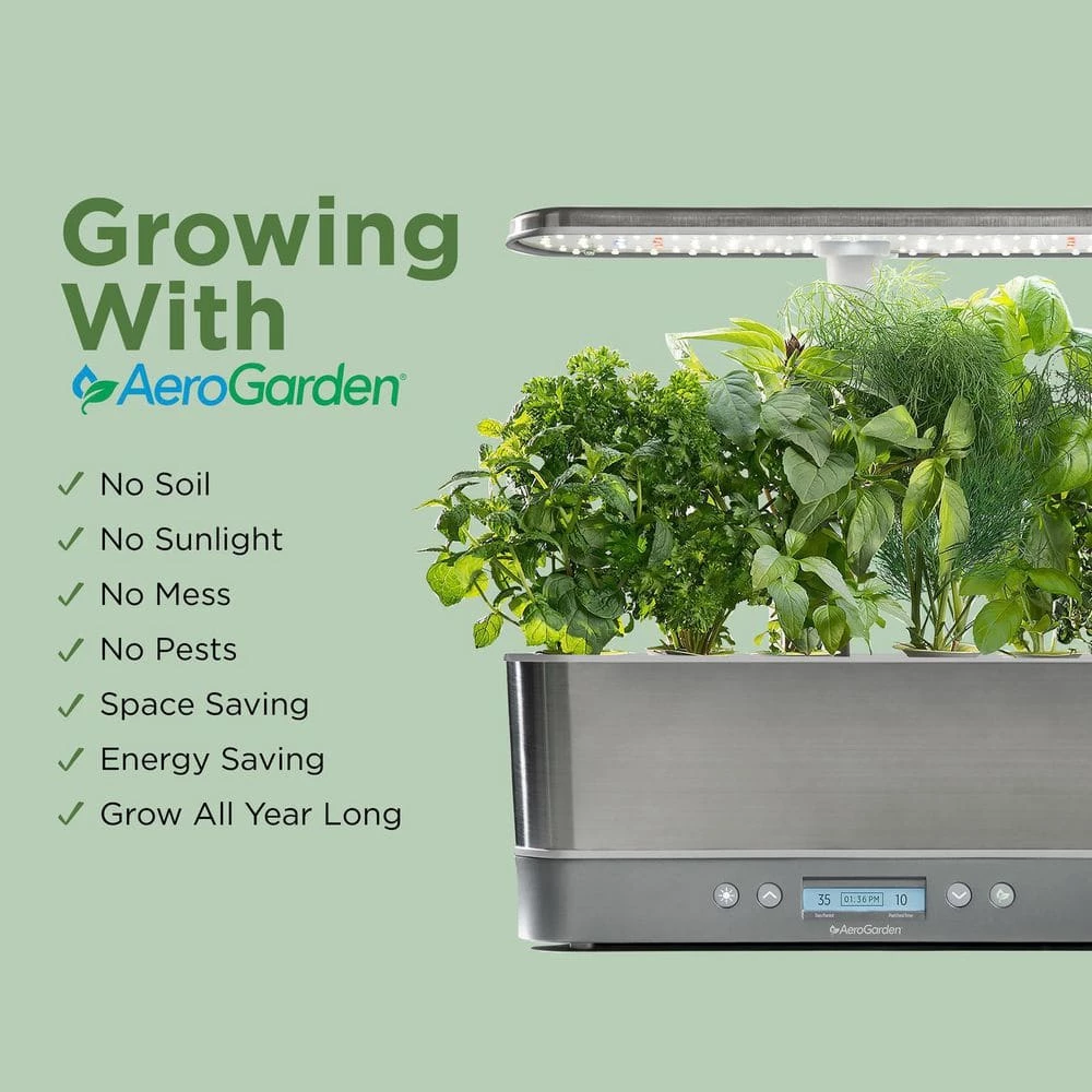 AeroGarden Harvest Elite Slim Bundle with Gourmet Herbs and Mixed Romaine Seed Pod Kits - Image 3