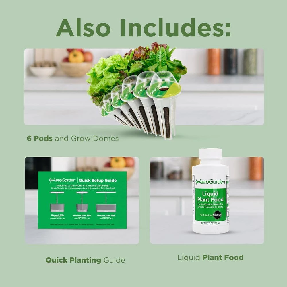 AeroGarden Harvest Elite Slim Bundle with Gourmet Herbs and Mixed Romaine Seed Pod Kits - Image 4