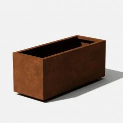 Veradek Long Box Large Rust Corten Steel Metal Rectangular Planter
