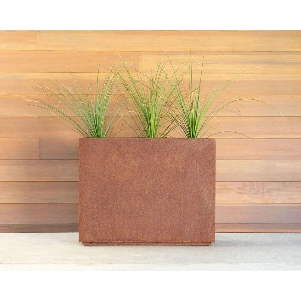 Veradek Rust Corten Span Medium Steel Metal Rectangular Planter - Image 5