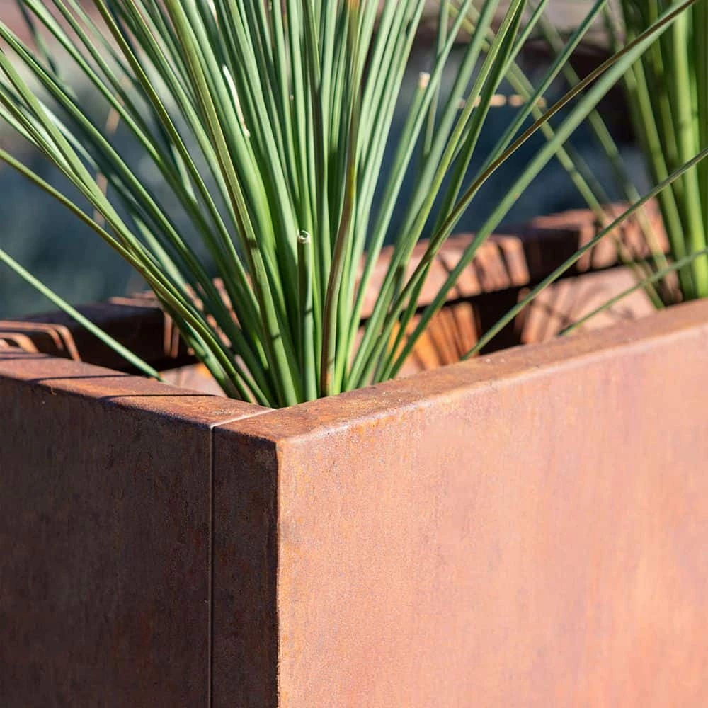 Veradek Rust Corten Span Medium Steel Metal Rectangular Planter - Image 6