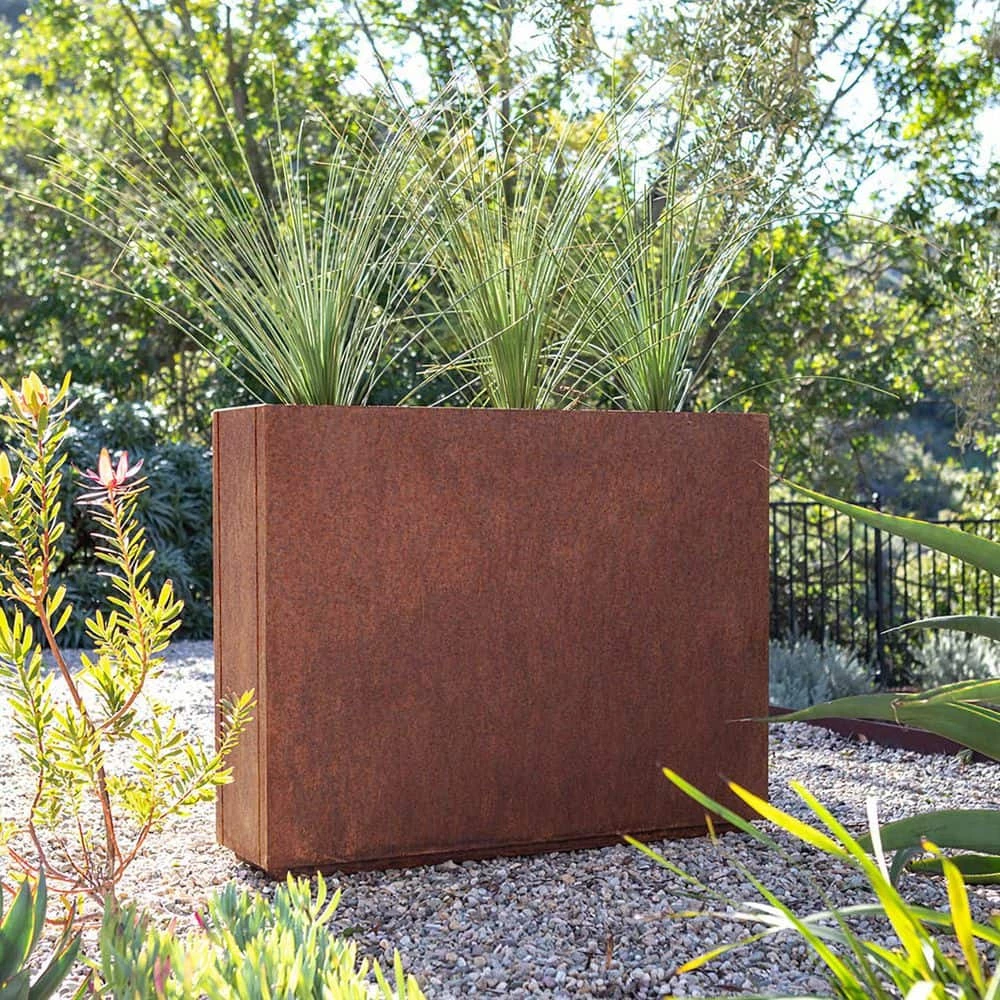 Veradek Rust Corten Span Medium Steel Metal Rectangular Planter - Image 7