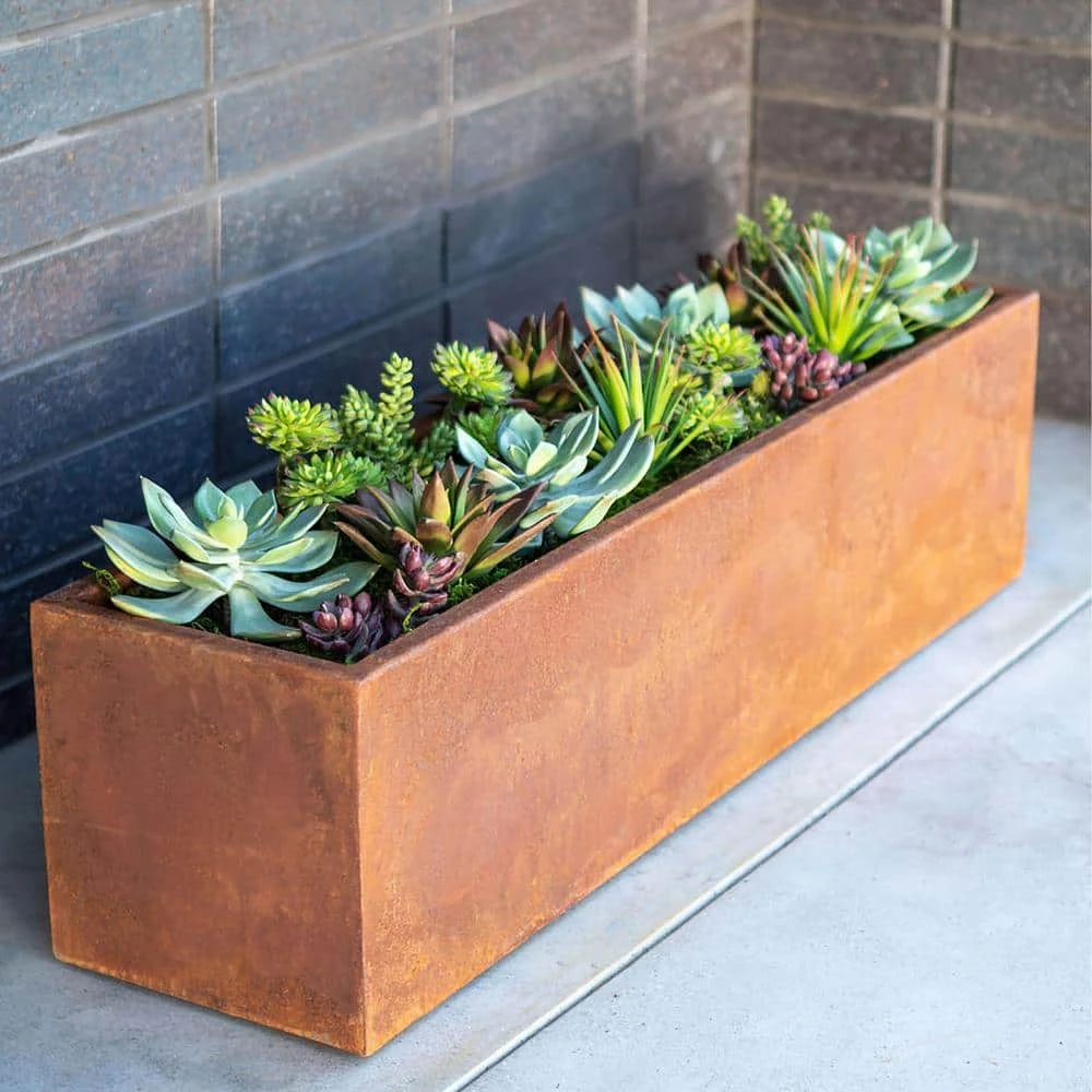 Veradek Trough 48 in. Rust Corten Steel Metal Window Box Planter - Image 7