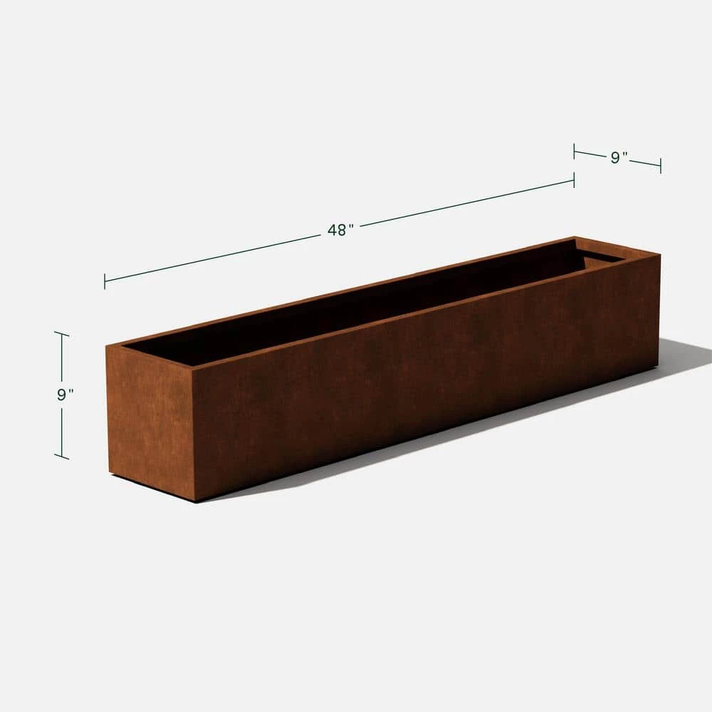 Veradek Trough 48 in. Rust Corten Steel Metal Window Box Planter - Image 11