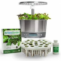 AeroGarden Stainless Steel Seed Starting Harvest Elite 360 System Bundle