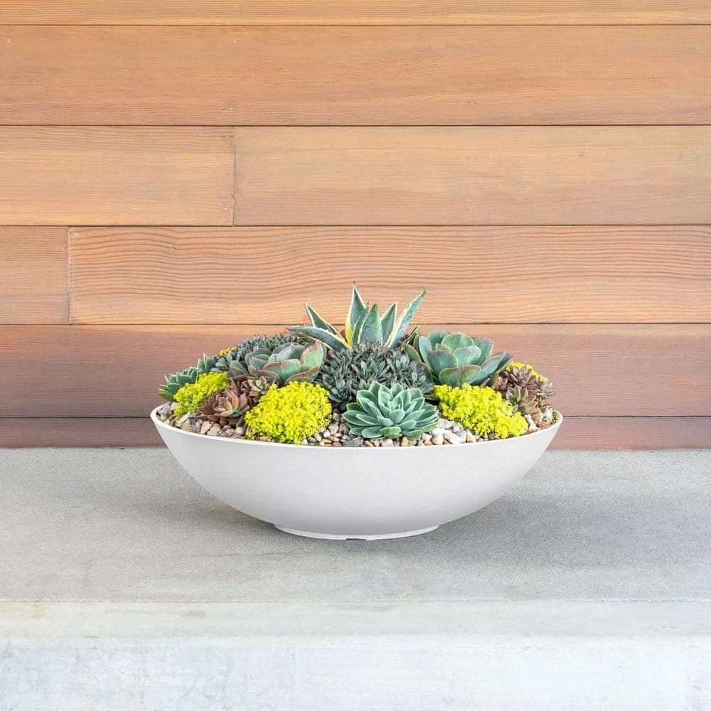 Veradek Lane Bowl 24 in. White Plastic Round Planter - Image 6