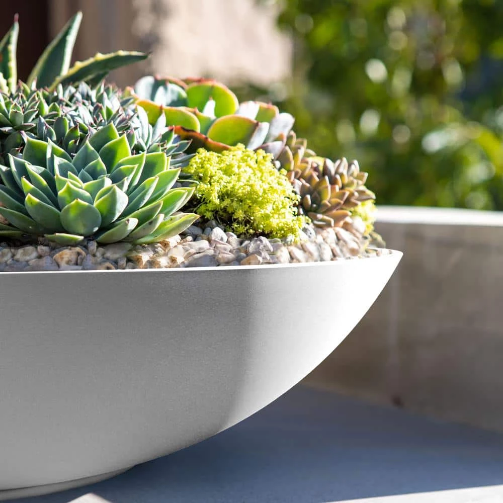 Veradek Lane Bowl 24 in. White Plastic Round Planter - Image 4